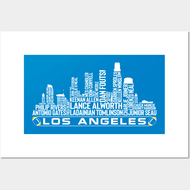 Los Angeles Football Team All Time Legends, Los Angeles City Skyline Wall Art by Legend Skyline